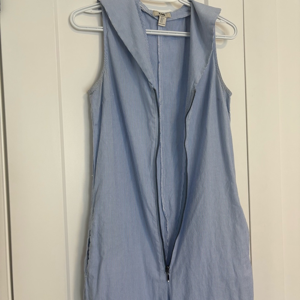 Nao‎ Sleeveless Blue & White Striped Straight Leg Jumpsuit Women’s Size Small - Picture 6 of 16